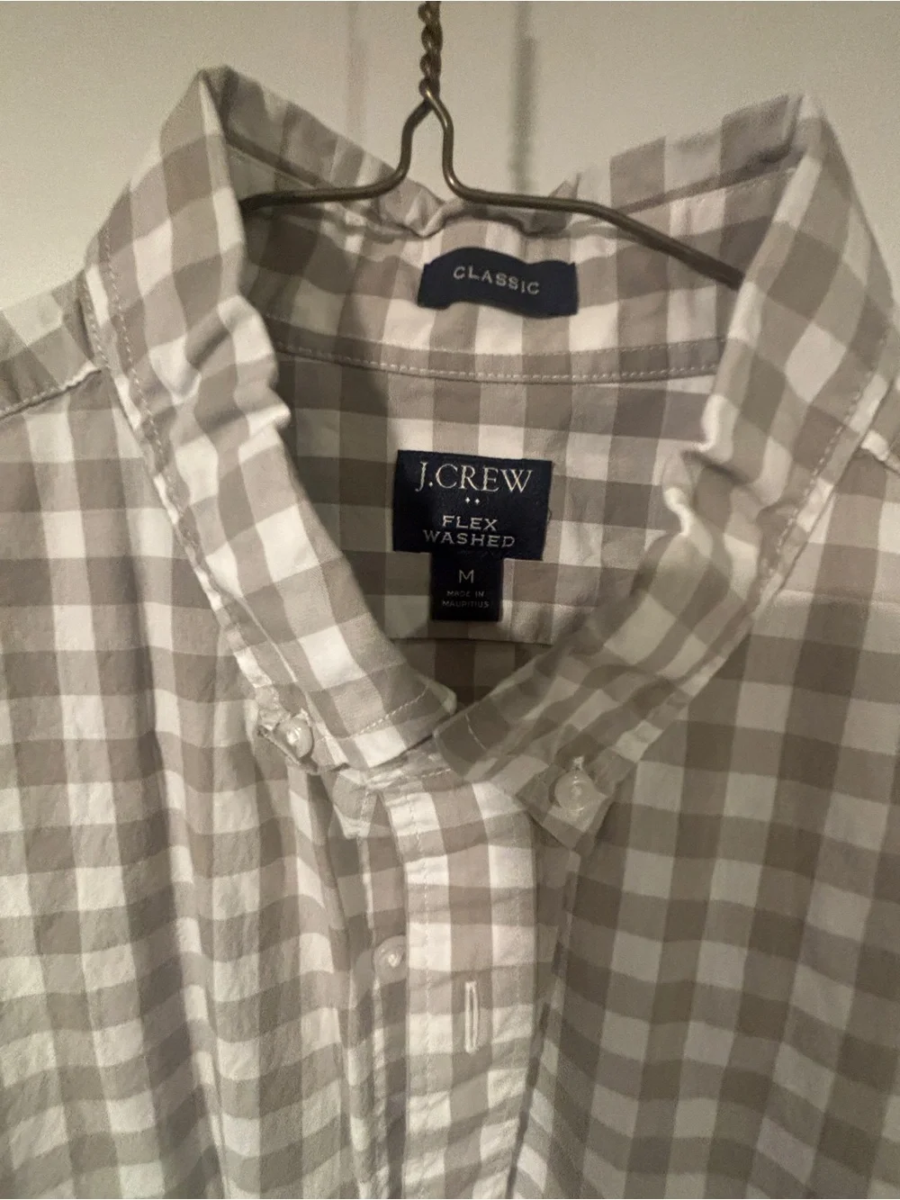 Jcrew Men's Button-Down Check Shirt - Beige/White